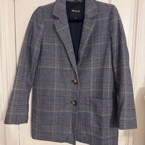 Madewell Women's Navy Plaid Blazer